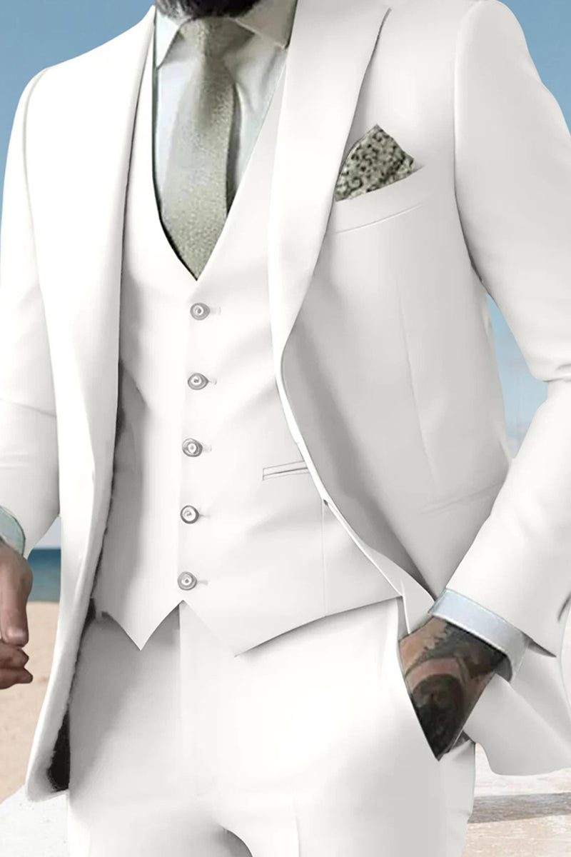 Load image into Gallery viewer, Sage 3 Piece Peak Lapel Single Breasted Men&#39;s Prom Suits with Pockets