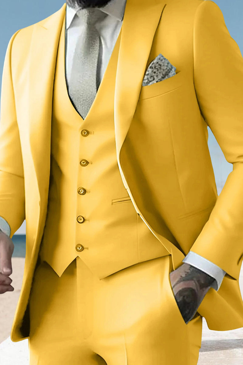 Load image into Gallery viewer, Sage 3 Piece Peak Lapel Single Breasted Men&#39;s Prom Suits with Pockets