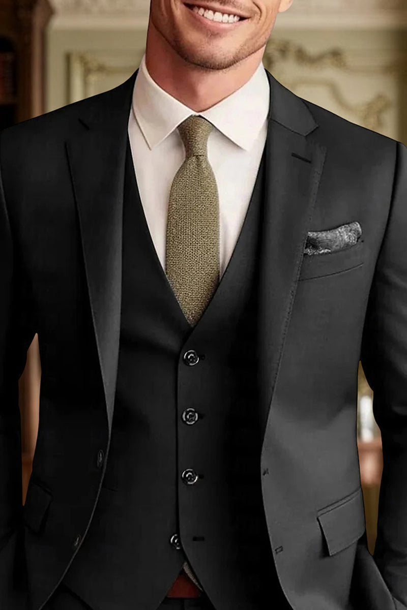Load image into Gallery viewer, 3 Piece Dark Green Single Breasted Long Sleeves Men&#39;s Prom Suits with Pockets