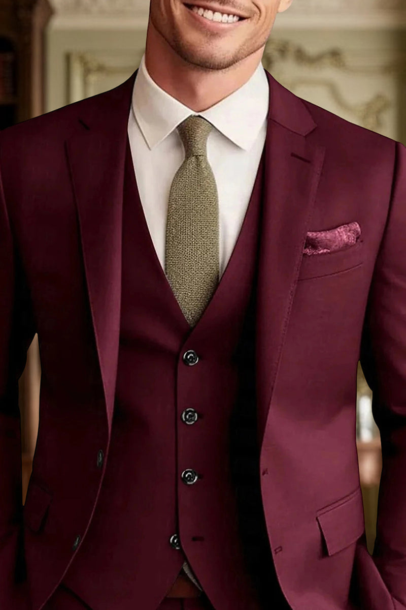 Load image into Gallery viewer, 3 Piece Dark Green Single Breasted Long Sleeves Men&#39;s Prom Suits with Pockets