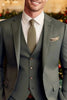 Load image into Gallery viewer, 3 Piece Dark Green Single Breasted Long Sleeves Men&#39;s Prom Suits with Pockets