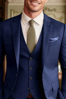 Load image into Gallery viewer, 3 Piece Dark Green Single Breasted Long Sleeves Men Prom Suits with Pockets
