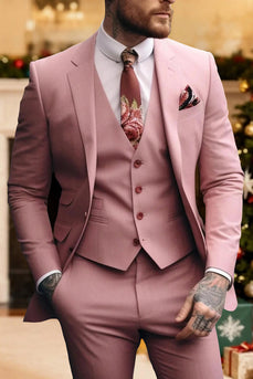 Pink 3 Piece Single Breasted Notched Lapel Homecoming Men's Suits