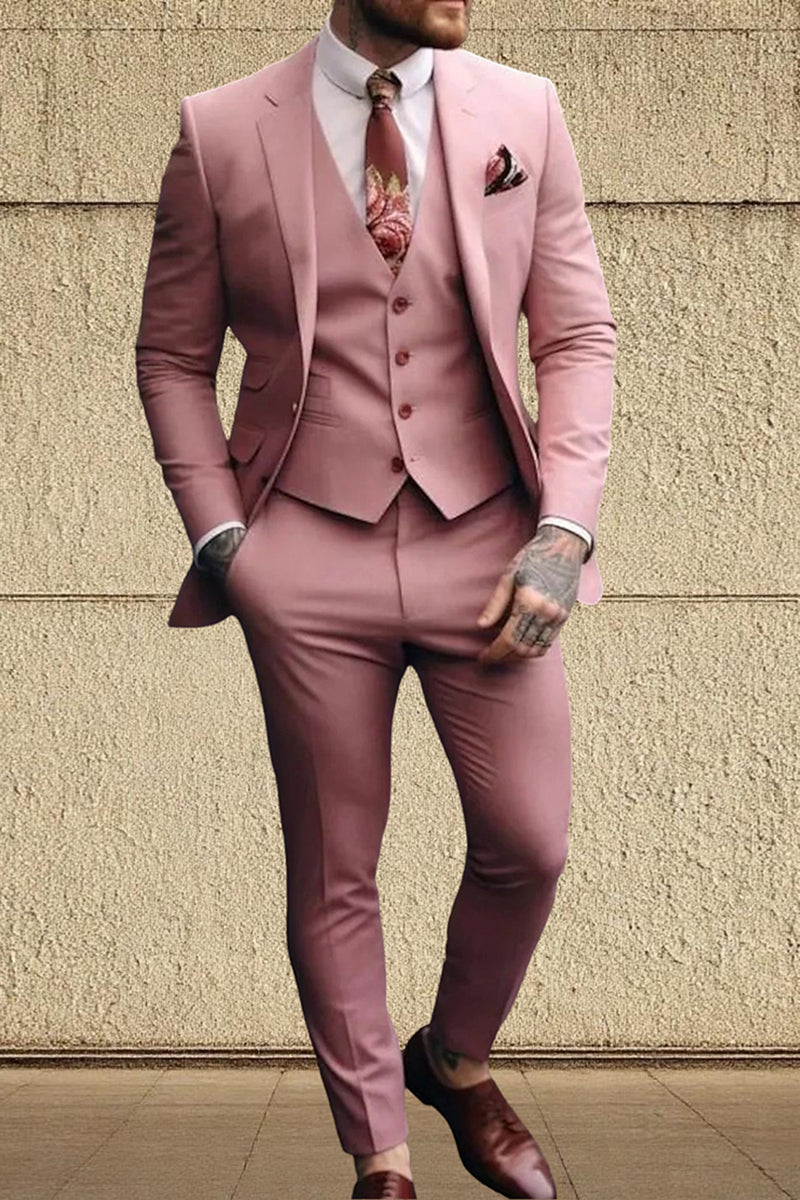 Load image into Gallery viewer, Pink 3 Piece Single Breasted Notched Lapel Homecoming Men&#39;s Suits