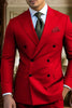 Load image into Gallery viewer, Dark Green 2 Piece Peak Lapel Double Breasted Men&#39;s Prom Suits with Sleeves