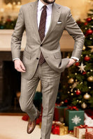 Load image into Gallery viewer, Khaki 2 Piece Single Breasted Men Prom Suits with Sleeves