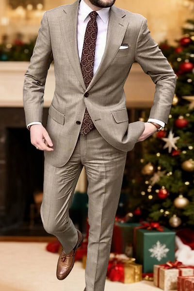 Khaki 2 Piece Single Breasted Men's Prom Suits with Sleeves