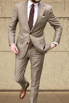 Khaki 2 Piece Single Breasted Men's Prom Suits with Sleeves