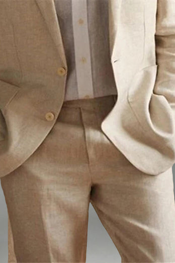 2 Piece Ivory Single Breasted Long Sleeves Men's Prom Suits with Pockets