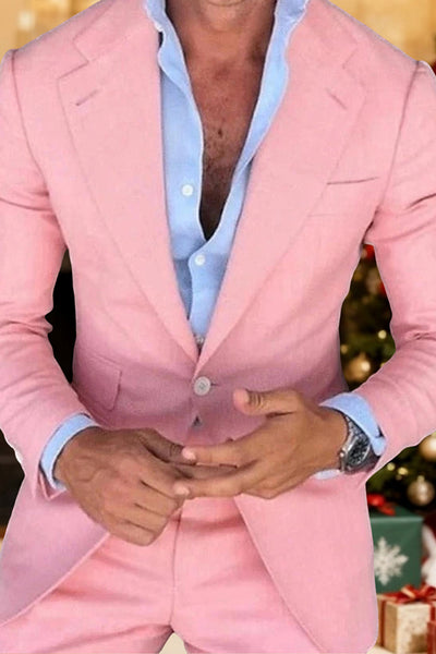 Light Pink Notched Lapel Single Breasted Men Prom Blazer with Sleeves