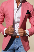 Load image into Gallery viewer, Light Pink Notched Lapel Single Breasted Men Prom Blazer with Sleeves