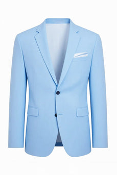 Sky Blue 2 Piece Single Breasted Notched Lapel Men Prom Suits with Sleeves