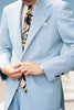Load image into Gallery viewer, Light Blue 2 Piece Notched Lapel Striped Single Breasted Men Prom Suits