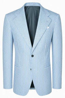 Light Blue 2 Piece Notched Lapel Striped Single Breasted Men Prom Suits