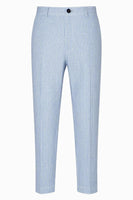 Load image into Gallery viewer, Light Blue 2 Piece Notched Lapel Striped Single Breasted Men Prom Suits