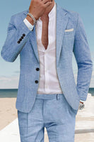 Load image into Gallery viewer, Sky Blue 2 Piece Single Breasted Men Prom Suits with Sleeves