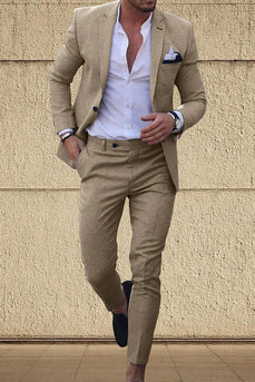 Champagne 2 Piece Single Breasted Notched Lapel Men Prom Suits