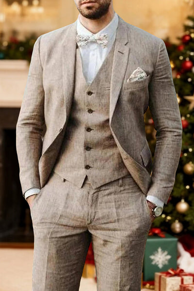 Khaki 3 Piece Single Breasted Notched Lapel Men Prom Suits