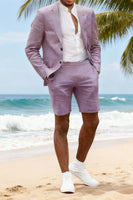 Load image into Gallery viewer, Purple 2 Piece Notched Lapel Single Breasted Men Prom Suits with Shorts