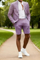Load image into Gallery viewer, Purple 2 Piece Notched Lapel Single Breasted Men Prom Suits with Shorts