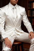 Load image into Gallery viewer, White 3 Piece Single Breasted Peak Lapel Men Prom Suits
