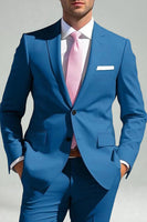 Load image into Gallery viewer, Sky Blue Notched Lapel 2 Piece Single Breasted Men Prom Suits