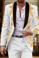 Load image into Gallery viewer, Purple 2 Piece Jacquard Single Breasted Shawl Lapel Men Prom Suits