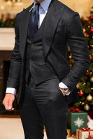 Load image into Gallery viewer, Black 3 Piece Single Breasted Peak Lapel Men Prom Suits