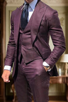 Load image into Gallery viewer, Black 3 Piece Single Breasted Peak Lapel Men Prom Suits