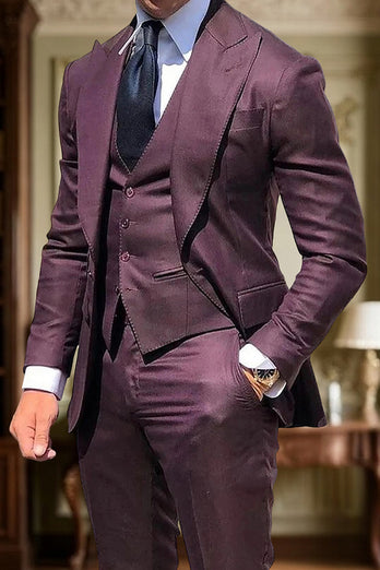 Black 3 Piece Single Breasted Peak Lapel Men Prom Suits