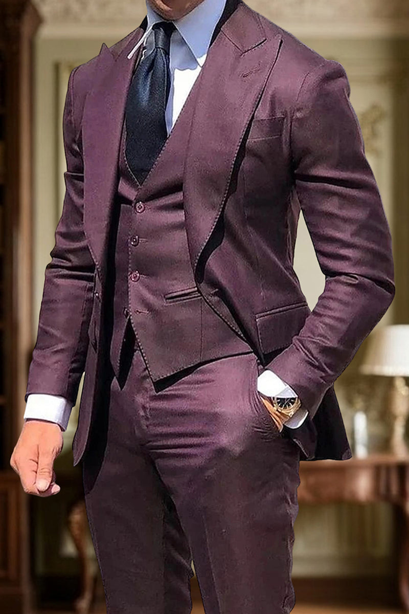 Load image into Gallery viewer, Black 3 Piece Single Breasted Peak Lapel Men Prom Suits