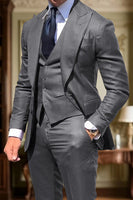 Load image into Gallery viewer, Black 3 Piece Single Breasted Peak Lapel Men Prom Suits