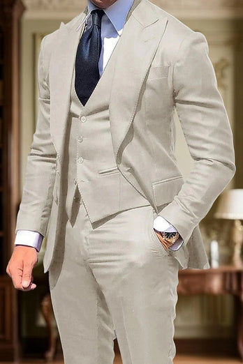 Black 3 Piece Single Breasted Peak Lapel Men Prom Suits