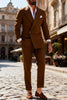 Load image into Gallery viewer, Fuchsia 2 Piece Peak Lapel Double Breasted Men Prom Suits with Sleeves