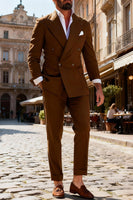 Load image into Gallery viewer, Fuchsia 2 Piece Peak Lapel Double Breasted Men Prom Suits with Sleeves