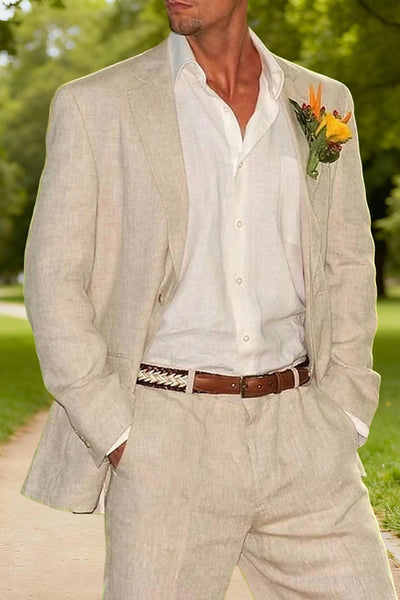 Ivory Notched Lapel Single Breasted 2 Piece Men Prom Suits