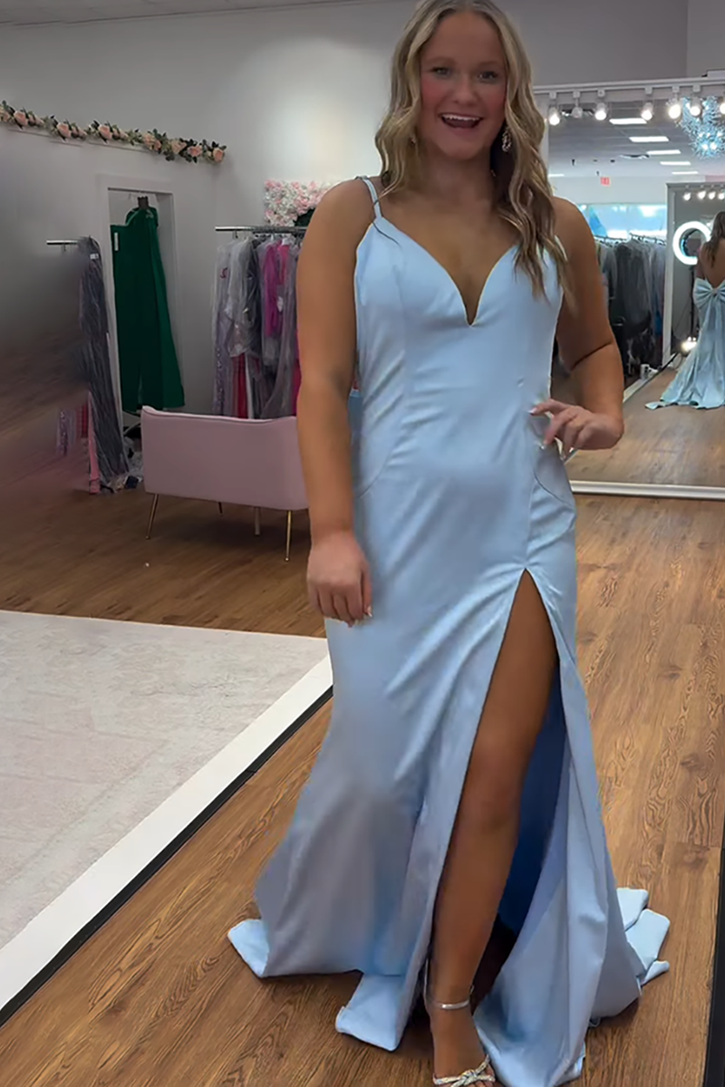 Load image into Gallery viewer, Fuchsia Satin Mermaid Backless Long Prom Dress with Bow