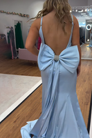Load image into Gallery viewer, Fuchsia Satin Mermaid Backless Long Prom Dress with Bow