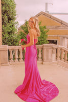 Load image into Gallery viewer, Sparkly Fuchsia Beaded Strapless Mermaid Long Prom Dress