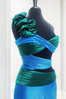 Load image into Gallery viewer, Blue Mermaid One Shoulder Cut Out Long Prom Dress with Slit