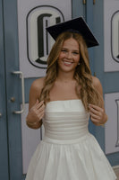 Load image into Gallery viewer, White Strapless Ruched A Line Short Graduation Dress