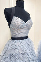 Load image into Gallery viewer, Yellow Ruffled Halter A Line Long Prom Dress with Slit