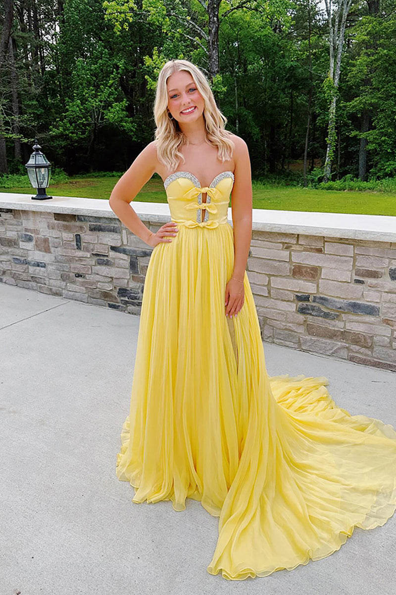 Load image into Gallery viewer, Sparkly Fuchsia Beaded Pleated Keyhole Long Prom Dress with Bows