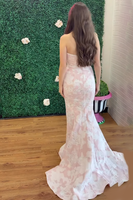Load image into Gallery viewer, Pink Floral Sweetheart Long Mermaid Prom Dress with Bow