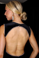Load image into Gallery viewer, Sparkly Black Velvet Mermaid Cut Out Backless Long Prom Dress with Beading