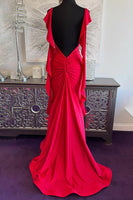 Load image into Gallery viewer, Red Spaghetti Straps Long Mermaid Prom Dress with Ruffles