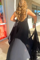 Load image into Gallery viewer, Sparkly Black Halter Sheath Jumpsuit with Cape