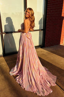 Load image into Gallery viewer, Sparkly Pink Metallic Long Prom Dress with Keyhole