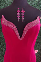 Load image into Gallery viewer, Sparkly Fuchsia Mermaid Strapless Long Prom Dress