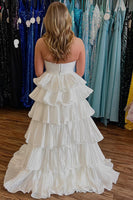 Load image into Gallery viewer, Sparkly Pink Sweetheart Beaded Long Prom Dress with Ruffles